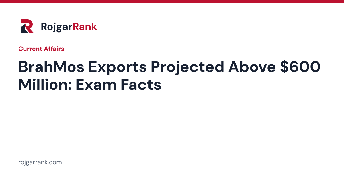 BrahMos Exports Projected to Cross $600 Million: Key Facts for Exams — title card