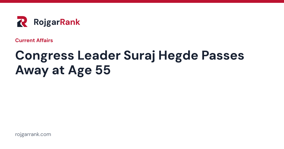 Congress Leader Suraj Hegde Passes Away at Age 55 — title card
