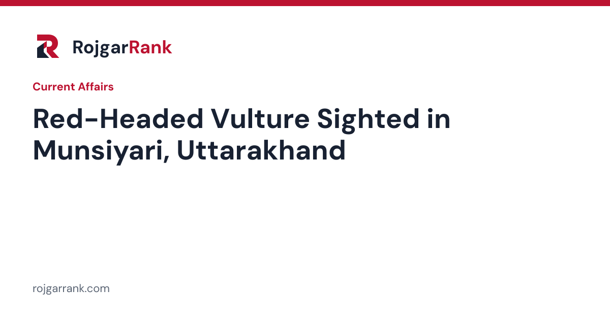 Red-Headed Vulture Sighted in Munsiyari, Uttarakhand: Key Facts — title card